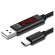 Cablu Date Si Incarcare Cu Afișaj Digital, USB-C, 1,2 m, Negru