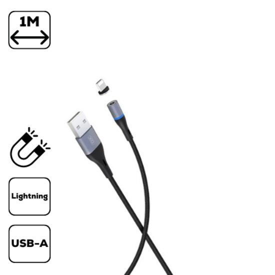 Cablu Magnetic XO NB125 Incarcare si Date USB - Lightning, Negru