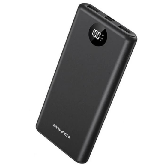 Powebank Awei P117K, 10000mAh, Fast Charge, Dual USB, Type-C, Negru
