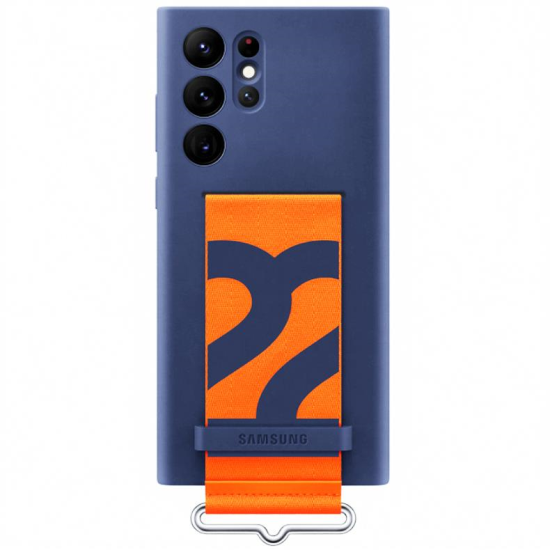 Husa Silicon Cover Cu Strap, Samsung Galaxy S22 Ultra, Albastru