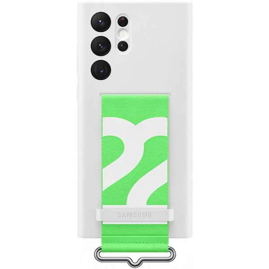 Husa Silicon Cover Cu Strap, Samsung Galaxy S22 Ultra, Alb