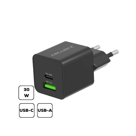 Incarcarcator Adaptor Rapid Type-C si USB 30W Cellect Negru
