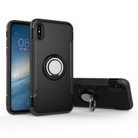 Husa iPhone X Neagra cu magnet si inel pentru suporti auto magnetice