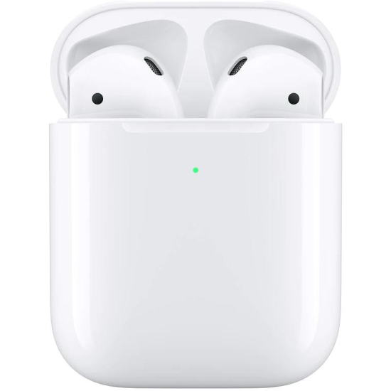 Casti Wireless Apple AirPods 2, Autonomie 24 Ore, Microfon, Anulare Zgomot, Carcasa Incarcare, Alb
